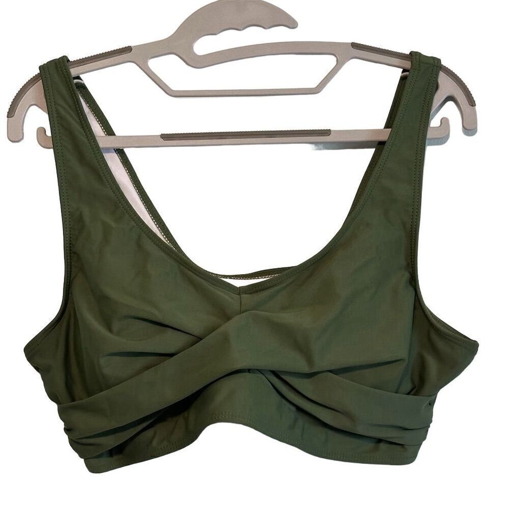 Bikini Swim Top Green Criss Cross Size XL